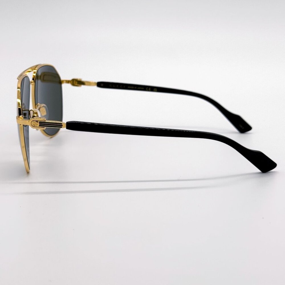 NEW GUCCI SUNGLASSES GG1220S 001 BLACK/GOLD UNISEX EYEWEAR - Picture 7 of 11